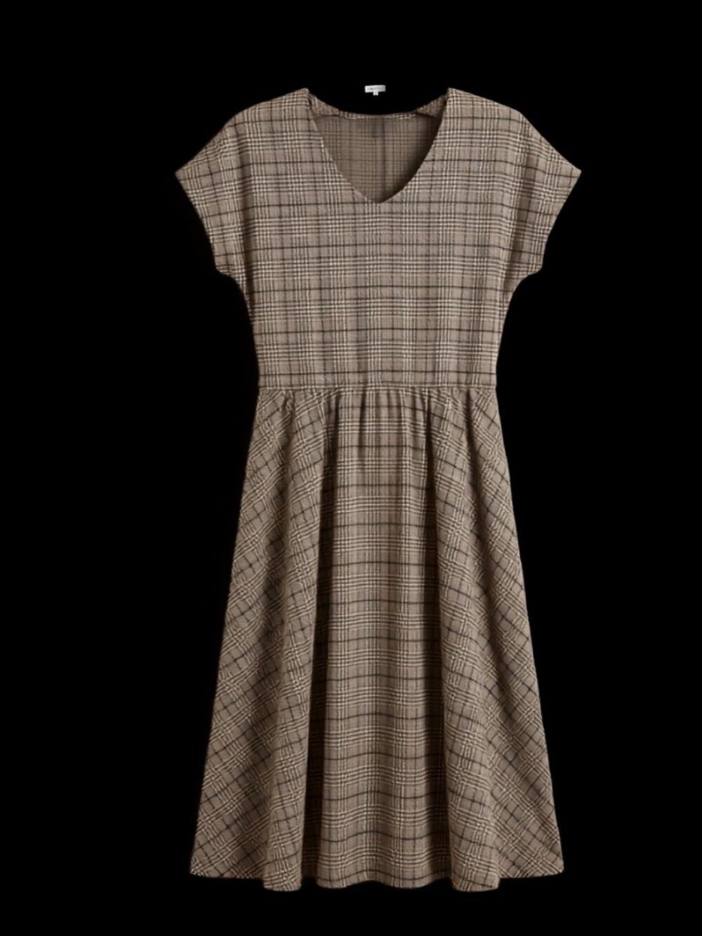 Elizabeth & Nicole Brown/Black Plaid Houndstooth Midi Dress Size Large